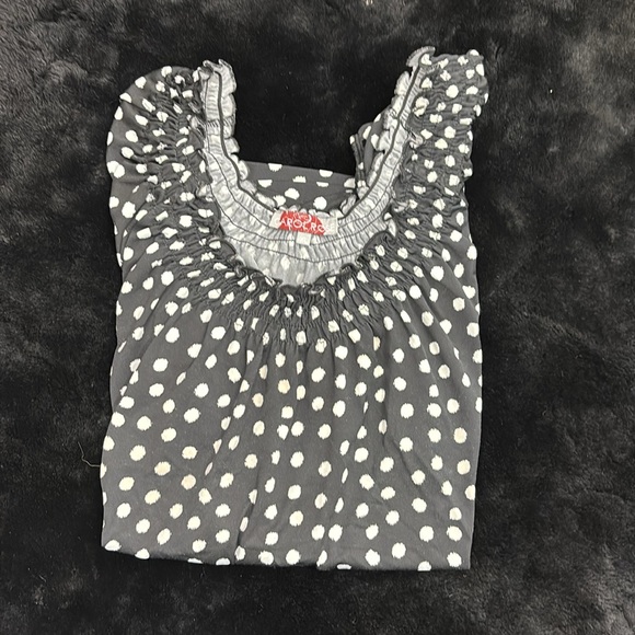 Carol Rose Black and White Polka Dot Short Sleeves Blouse Elastic Neckline XL - Picture 2 of 14